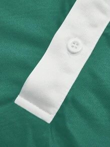 Manfinity Campus Court 男士休闲撞色纽扣半襟翻领 Polo 衫 - 彩色 - 查看 5