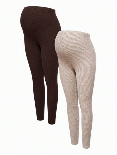 Modmama Maternity Comfortable Ribbed Adjustable Waist Leggings