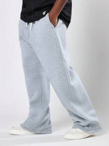 SUMWON 青少年运动裤 阔腿裤 经典混色抓绒 宽松版型 抽绳腰带 休闲日常秋冬裤装