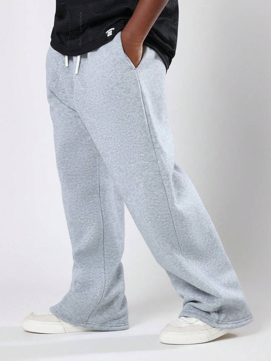 SUMWON 青少年运动裤 阔腿裤 经典混色抓绒 宽松版型 抽绳腰带 休闲日常秋冬裤装