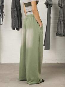 COUREZ 低腰超宽松水洗慢跑裤 / Y2K 秋季女装街头复古阔腿裤 - 綠色 - 查看 3