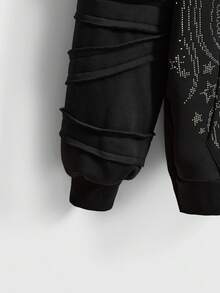 ROMWE Kawaii 卡哇伊女孩卡通星星水钻装饰超大开襟女式连帽羊毛运动衫