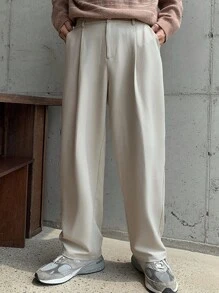 DAZY 男士卡其色松紧腰休闲西装裤，适合所有季节 - 卡其色 - 查看 1