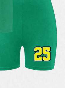 SHEIN 2pcs/Set Young Girl Casual Minimalist Short Sleeve Top And Shorts Set, Suitable For Summer - Multicolor - View 6