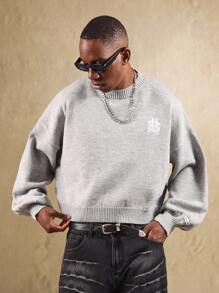 SUMWON 宽松版型字母针织套衫复古风格圆领毛衣休闲街头服饰冬季必备超大经典款