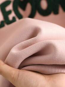 CosyJoli Plus Size Women Casual Lemon Embroidery Hoodie And Sports Shorts Set