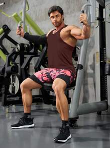 Manfinity Sport Corelite 男士撞色拼布字母图案圆领休闲运动背心