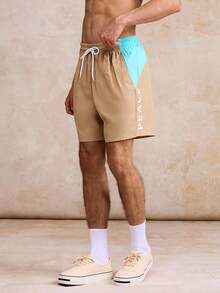 Surfspeed Pantaloncini da spiaggia larghi da uomo con coulisse in vita e tasche, a contrasto di colore