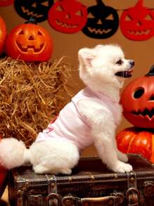 PETSIN 1 pieza Chaleco sin mangas transpirable con estampado de calavera de cereza de Halloween para mascotas - Multicolor - Ver 2