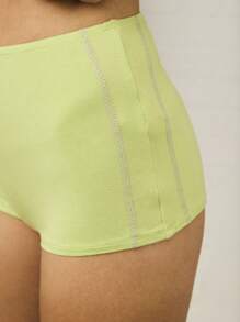 COUREZ Quần short cạp thấp dáng ngắn ôm sát / Phong cách Y2K, dễ thương, gợi cảm, thích hợp cho kỳ nghỉ - Màu vàng - Xem 7