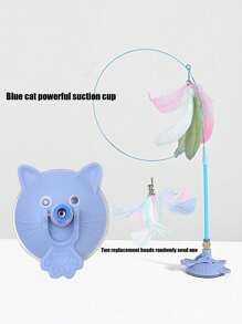 PETSIN 1 Powerful Suction Cup Cat Toy With A Cute Cat Head Shape, Self-Entertaining And Amusing For Cats, Detachable, Can Be Held, Can Ads A Long Rod Steel Wire Cat Toy, Replaceable Feather With Bell Pet Toy, Cat Toy, Pet Supplies - Multicolor - View 27