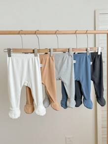 5 cái/gói quần legging cạp chun màu trơn cổ điển dễ thương cho bé trai và bé gái sơ sinh - Nhiều màu - Xem 8