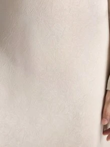 Ontre Váy công sở đa năng, thiết thực mới 2025 dành cho nữ, cổ tròn tay dài bằng vải satin, váy suông màu trơn thanh lịch, trang phục công sở thường ngày, phong cách cổ điển nhẹ nhàng, thời trang sân bay đi làm chất lượng cao - trắng - Xem 9