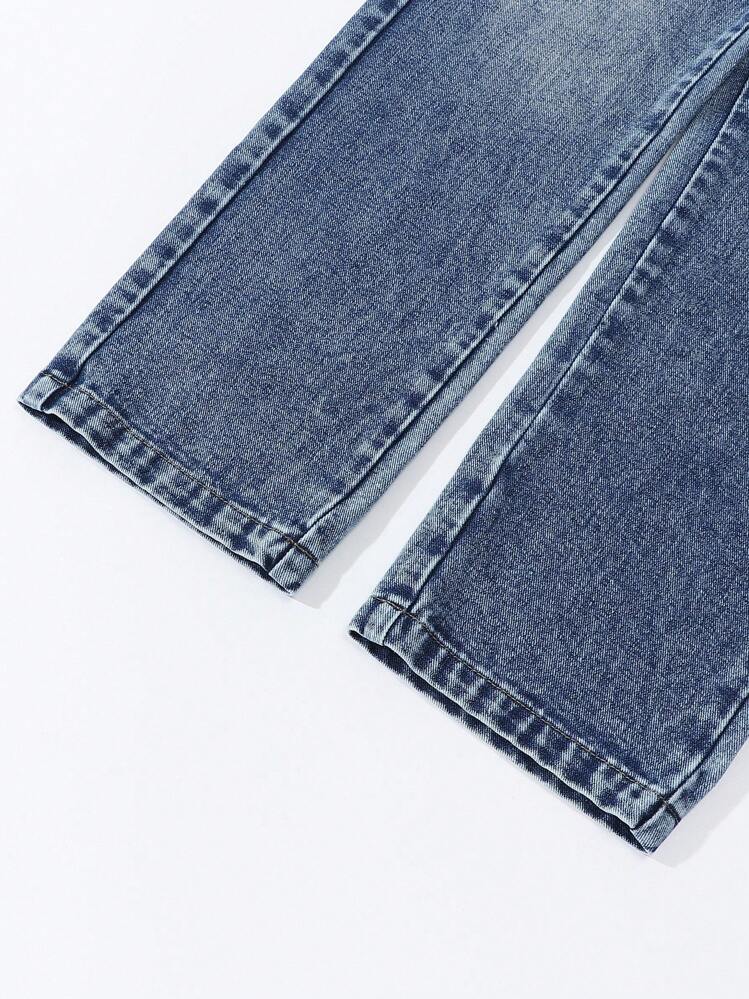 Tween Boy 酷炫多口袋街头休闲洗水蓝色工装牛仔裤 - 中等水洗藍 - 查看 8