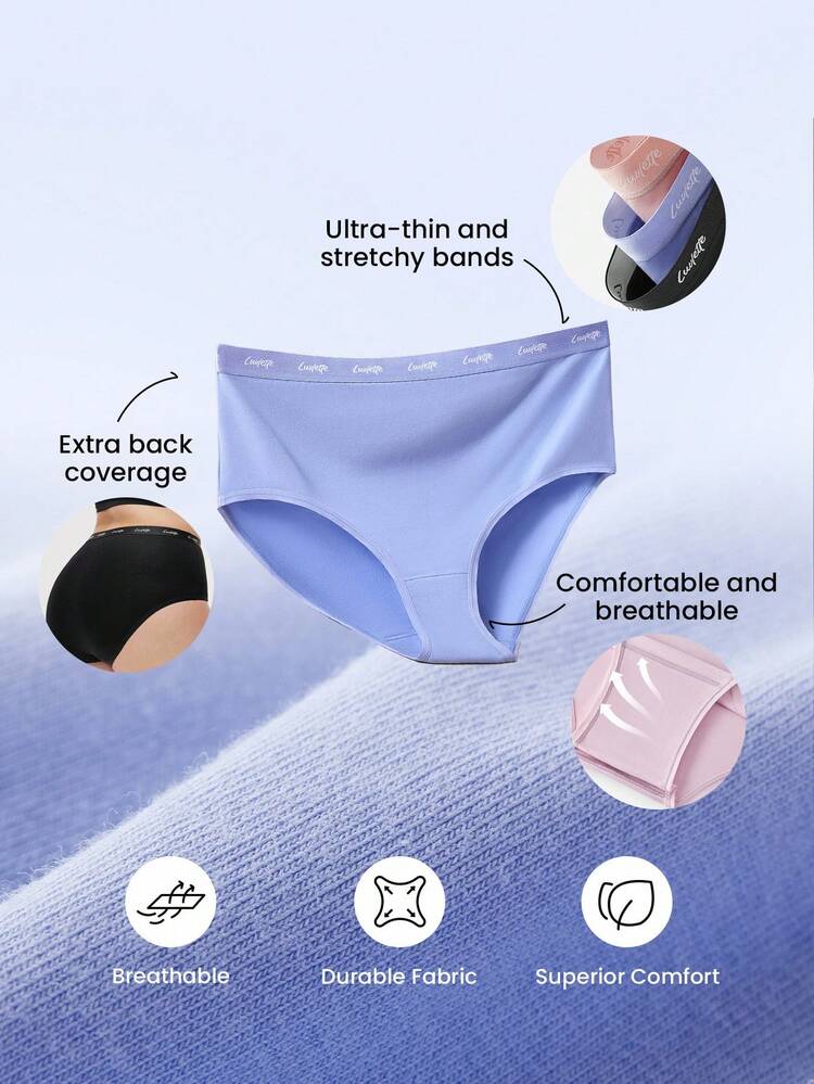 Conjunto de 3 pacotes de calcinhas de algodão de cintura alta para mulheres - Cores Vibrantes