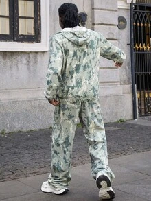 PAVTROS 1 Bộ đồ nỉ có mũ trùm đầu cho nam, áo nỉ có mũ trùm đầu và quần cạp rút, họa tiết rằn ri, chống gió và ấm áp, trang phục thường ngày/đi làm/đi học, quà tặng cho bạn trai/chồng Bộ đồ hai mảnh họa tiết rằn ri cho nam Bộ đồ nỉ có mũ trùm đầu có khóa kéo họa tiết rằn ri cho nam Bộ đồ phong cách đường phố cho nam - xanh quân đội - Xem 2