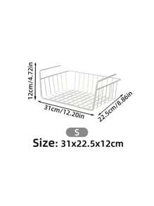 SHEIN Basic living 1入組懸掛籃子帶鉤子,廚房,懸掛多層收納架,拉調料籃子,至,滑動懸掛櫥櫃架子,收納架,家庭廚房用品,易安裝收納儲藏室整理