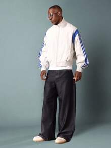 SUMWON Classic Retro Track Windbreaker Shell Lightweight Varsity Sport Full Zip Running Training Spring Fall Outerwear - Light Grey - View 5