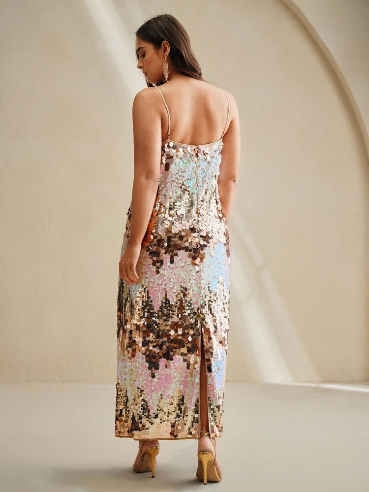 Vestido Longo de Festa com Amarração, Contraste de Cores e Contas