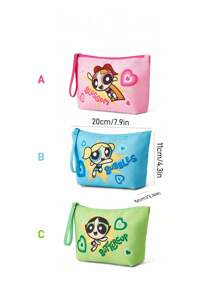 THE POWERPUFF GIRLS X SHEIN 1pc Polyester Blossom, Bubbles, Buttercup Pattern Lightweight Cosmetic Bag, Suitable For Storing Cosmetics, Stationery, Daily Necessities, Digital Products, Great For Commuting, School, Travel, Suitable For Men, Women, Students,Bubbles, Blossom, Buttercup, Friendship, Love,Y2K - Multicolor - View 10