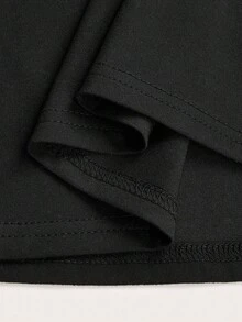 SHEIN Đi bộ bằng đức tin, không phải bằng thị giác, áo thun tay ngắn in họa tiết che mắt cho bé trai tóc xoăn dành cho nữ, mùa hè - màu đen - Xem 4