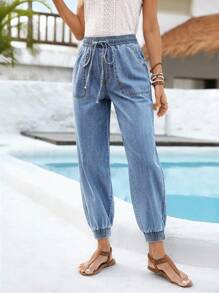 Breezaya Quần Jogger cạp rút dây giặt thường ngày cho nữ - Rửa nhẹ - Xem 4