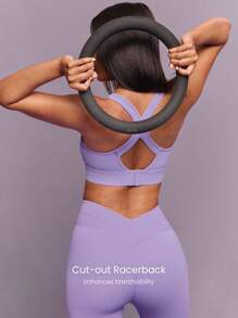 GLOWMODE FeatherFit™-Sculpt V 领工字背心运动文胸背心，中等支撑，健身 - 紫丁香色 - 查看 4