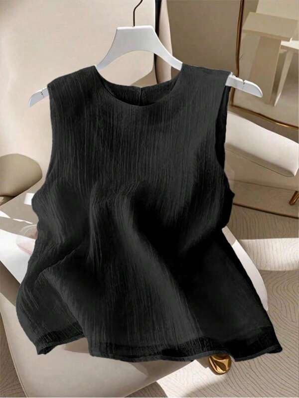 GlowEve Women's Solid Color Round Neck Casual Loose Fit Tank Top
