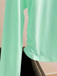 INAWLY 女士蝴蝶结印花圆领长袖休闲T恤 - 薄荷綠 - 查看 5