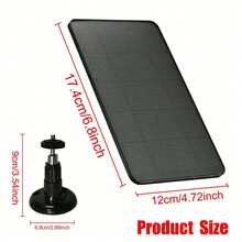 360°可旋转太阳能电池板充电器，适用于低压安防摄像头，兼容Micro USB和USB-C，可轻松安装门铃、灯和监控设备