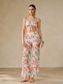 Swim Oasis 女士三件套高级印花比基尼泳装沙滩装套装 - 彩色 - 查看 8