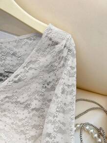 Women's Lace Ruffle V-Neck Long Sleeve Fashionable Blouse Fall Cloth For Women