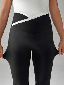 SHEIN Comfortable High Elasticity Slim Fit Maternity Activewear Pants - Black - View 5