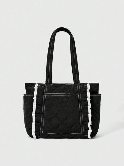 Kawaii Women's Fashion Versatile Ruffle Trim Tote Bag