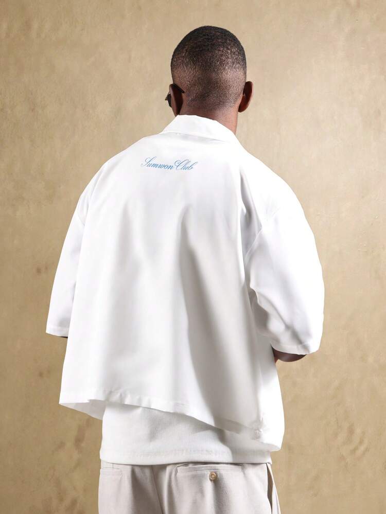 Embroidered Button Down Shirt With Windowpane Pattern