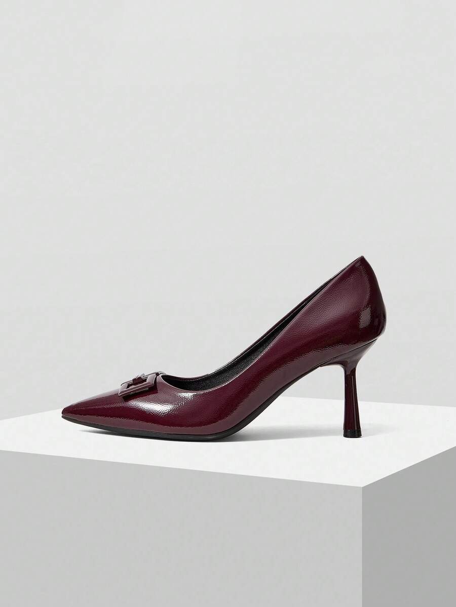 MOTF PREMIUM Tacones altos de punta fina en piel sintética (PU) - Burdeos - Ver 1
