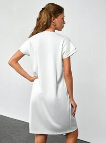 EURMUSE Women, Spring, Summer, Short Length, Dress, White, Casual, Soft Fabric, Smooth Touch - White - View 2