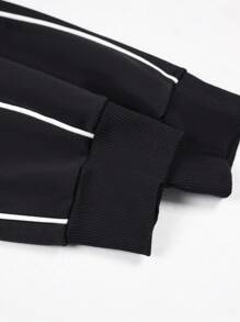 Manfinity EMRG 男士休闲撞色滚边套头卫衣，春秋季，黑色卫衣，长袖上衣 - 彩色 - 查看 3