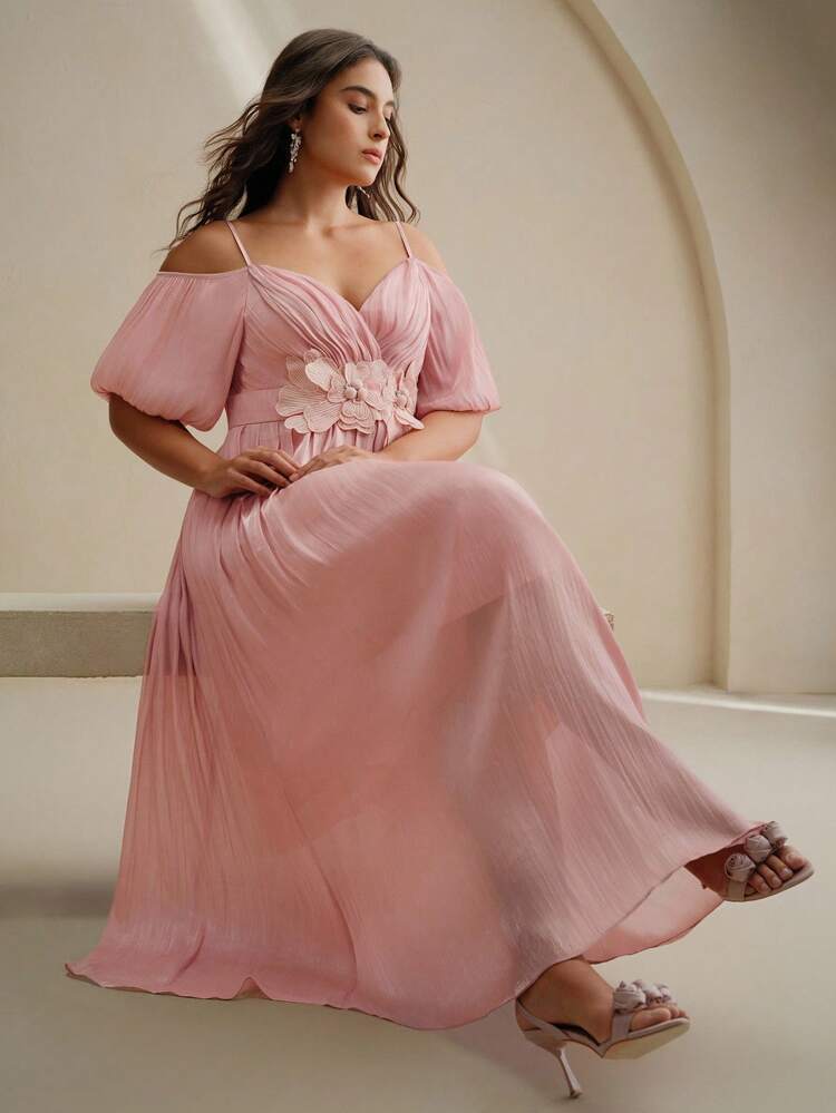 Elegant Shoulder-Baring Rhinestone Accent Slim Fit Waistline Dress For Women