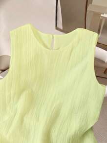 GlowEve 女士休闲纯色背心，夏季百搭 - 黃色 - 查看 3