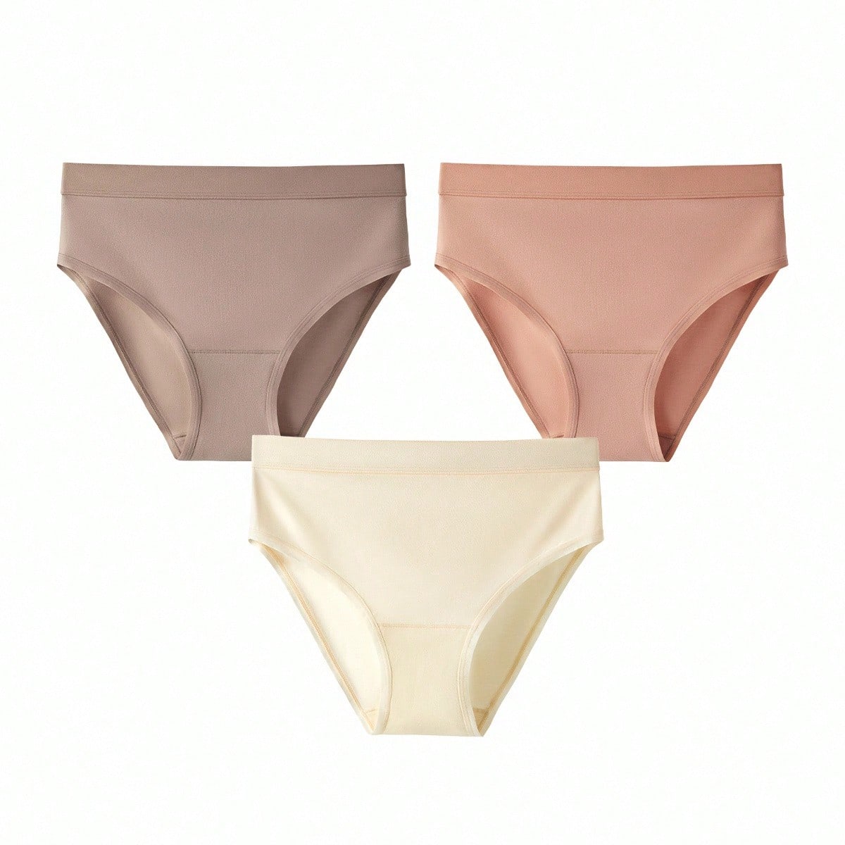Paquete de 3 bragas básicas de algodón transpirable de tiro alto y pata alta tipo cheeky para mujeres - Comodidad terrosa también apta para adolesc