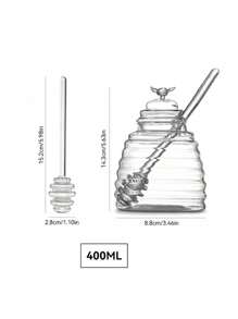 1pc Glass Honey Jar With Dipper And Lid Glass,Honey Pot With Dipper And Dustproof Lid For Home Kitchen - Clear - View 13
