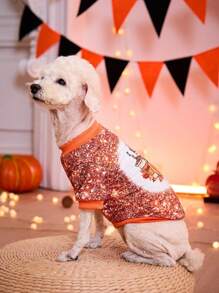 PETSIN 1 件万圣节可爱南瓜闪亮印花猫狗宠物无头摆件 - 彩色 - 查看 4