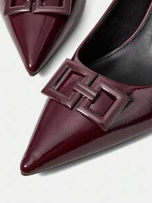 MOTF PREMIUM Tacones altos de punta fina en piel sintética (PU) - Burdeos - Ver 6