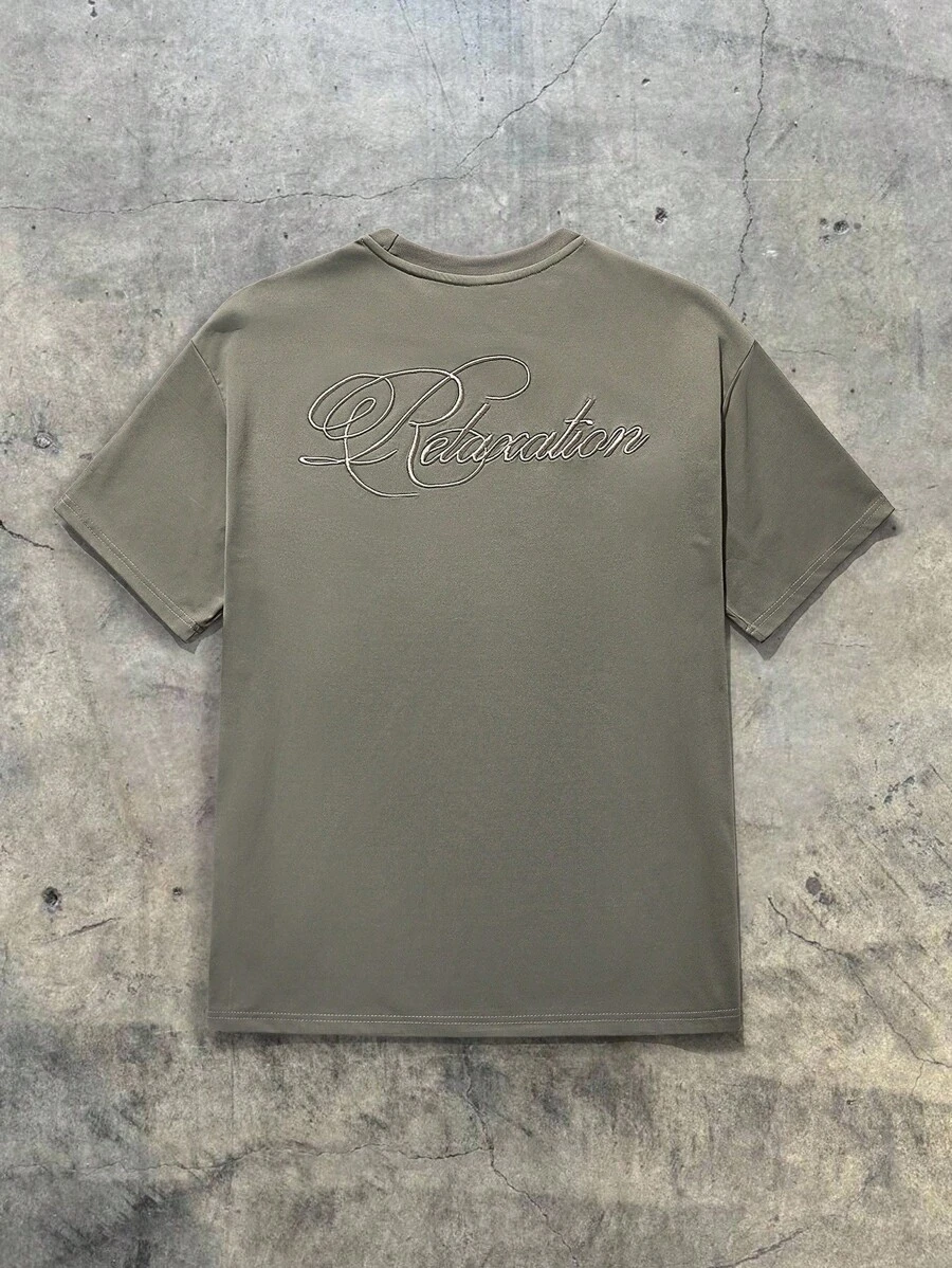 EASEVO Áo ba lỗ thêu chữ cổ tròn không tay dệt kim cỡ lớn dành cho nam, phù hợp cho mùa hè - xanh quân đội - Xem 1