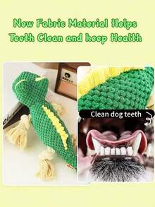 PETSIN 1 件狗狗说话玩具 - 耐用咀嚼玩具，鳄鱼、恐龙、蜥蜴玩偶，自娱自乐和缓解无聊的设备，狗玩具宠物用品，宠物玩具 - 彩色 - 查看 3