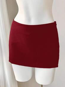 SHEIN EZwear Women's Solid Color Low-Waist Short Casual Skirt