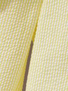 SHEIN Playful Pals 2pcs Girls Striped Lapel Sleeveless Cardigan And Straight Leg Pants Set Back To School School Clothes Summer Holiday - Yellow - View 3