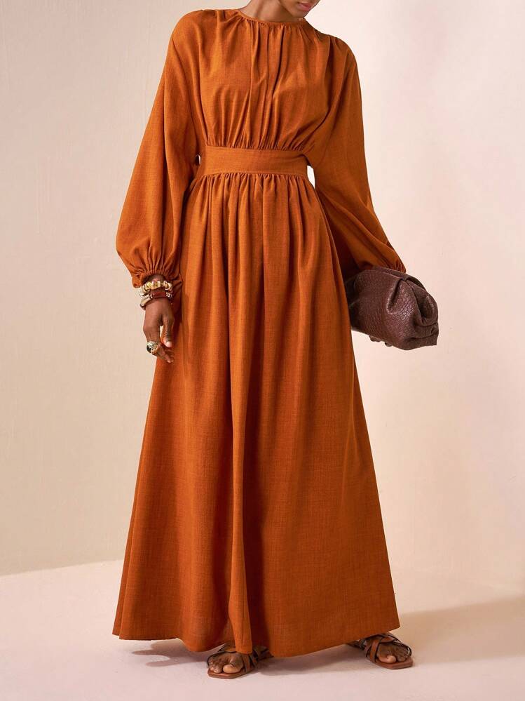 burnt orange long sleeve dress Satin mini Burnt orange / Medium Leisure Vacation Few Moda | Taylor Dress