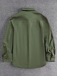 Men's Spring/Autumn Pocket Button-Down Casual Shirt - Army Green - View 2